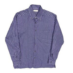 Ermenegildo Zegna Dress Shirt Italy Purple Check Long Sleeve Cotton 17.5 XL